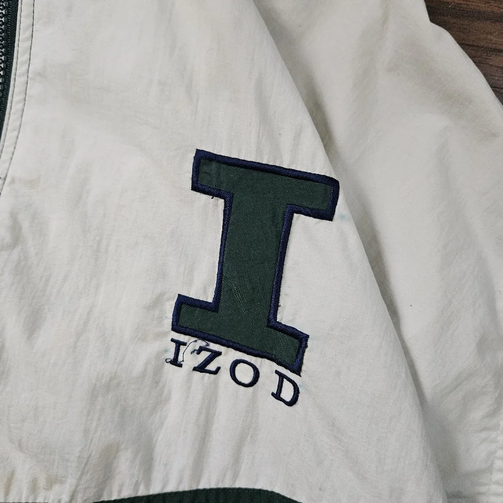 Vintage 80s Izod Embroidered Logo Nylon Colorblock Nylon Windbreaker